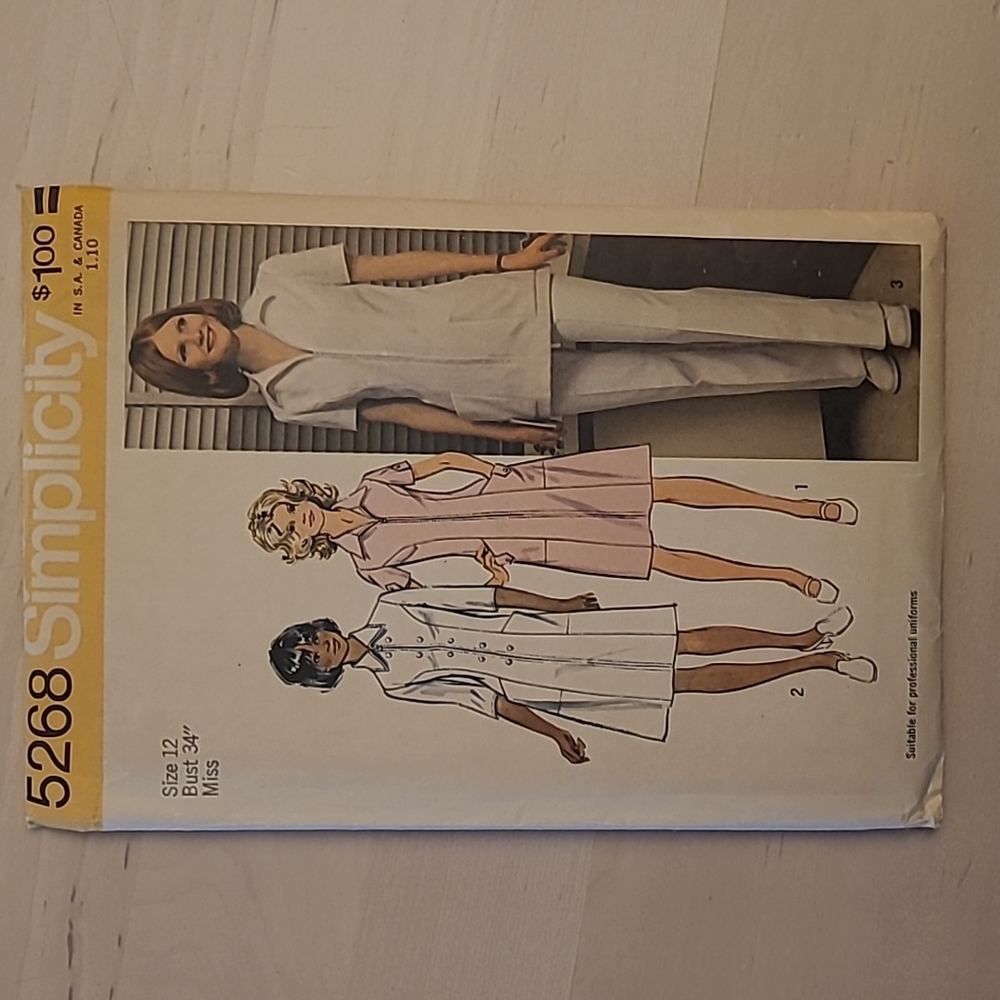 Vintage 1972 Simplicity 5268 Profesional Uniform Sewing Pattern